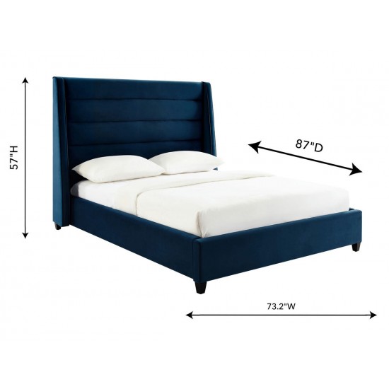 TOV Furniture Koah Navy Velvet Bed in Queen