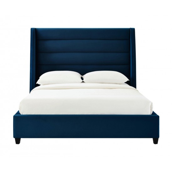 TOV Furniture Koah Navy Velvet Bed in Queen