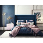 TOV Furniture Koah Navy Velvet Bed in Queen