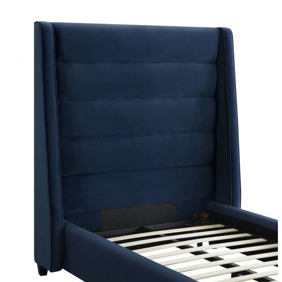 TOV Furniture Koah Navy Velvet Bed in Twin