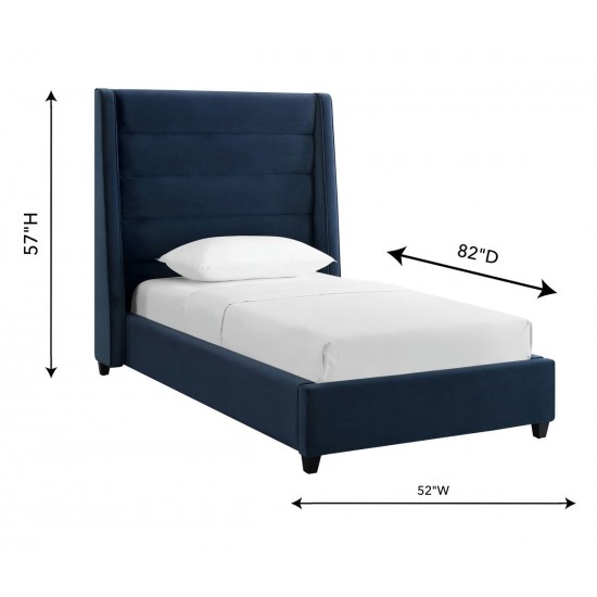 TOV Furniture Koah Navy Velvet Bed in Twin