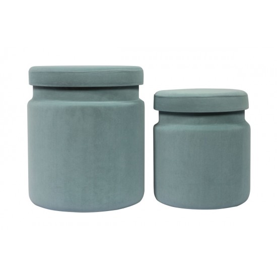 TOV Furniture Kris Sea Blue Velvet Storage Ottomans - Set of 2