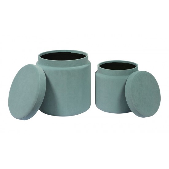 TOV Furniture Kris Sea Blue Velvet Storage Ottomans - Set of 2