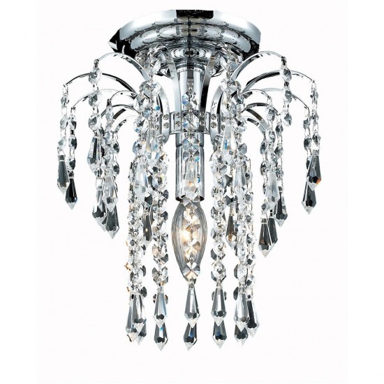 Elegant Lighting Falls 1 Light Chrome Flush Mount Clear Royal Cut Crystal