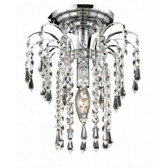 Elegant Lighting Falls 1 Light Chrome Flush Mount Clear Royal Cut Crystal