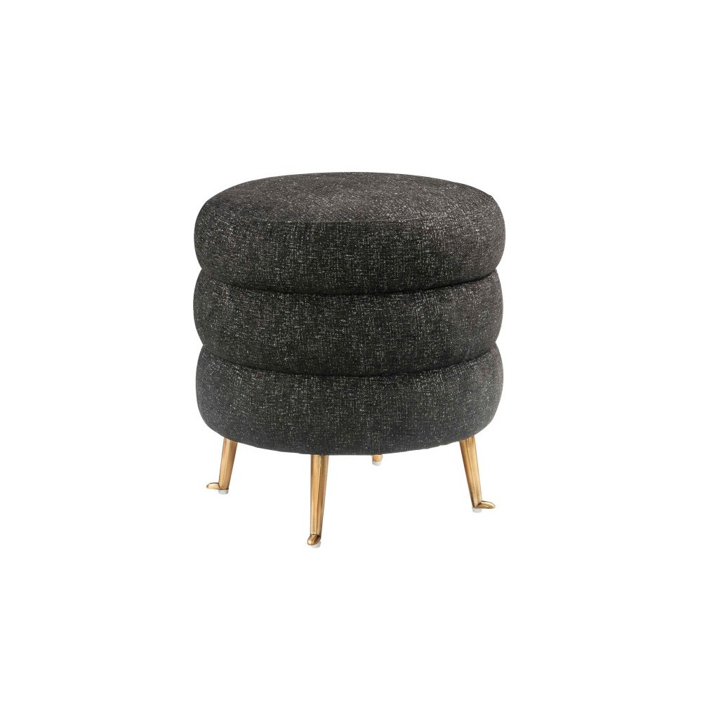 TOV Furniture Ladder Black Tweed Ottoman