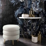 TOV Furniture Ladder Cream Velvet Ottoman