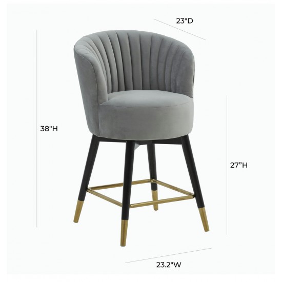 TOV Furniture Liana Grey Velvet Swivel Stool