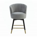 TOV Furniture Liana Grey Velvet Swivel Stool