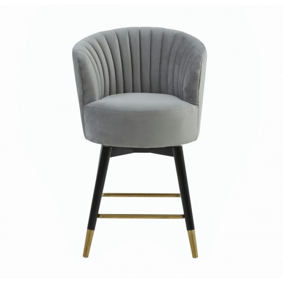 TOV Furniture Liana Grey Velvet Swivel Stool