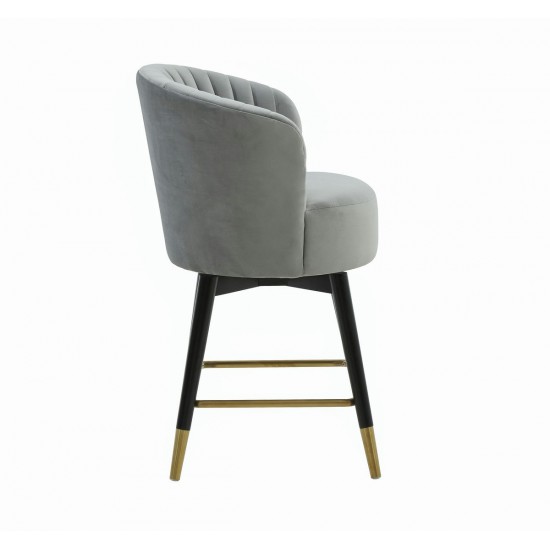 TOV Furniture Liana Grey Velvet Swivel Stool