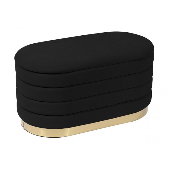 TOV Furniture Lillian Black Velvet Storage Bench