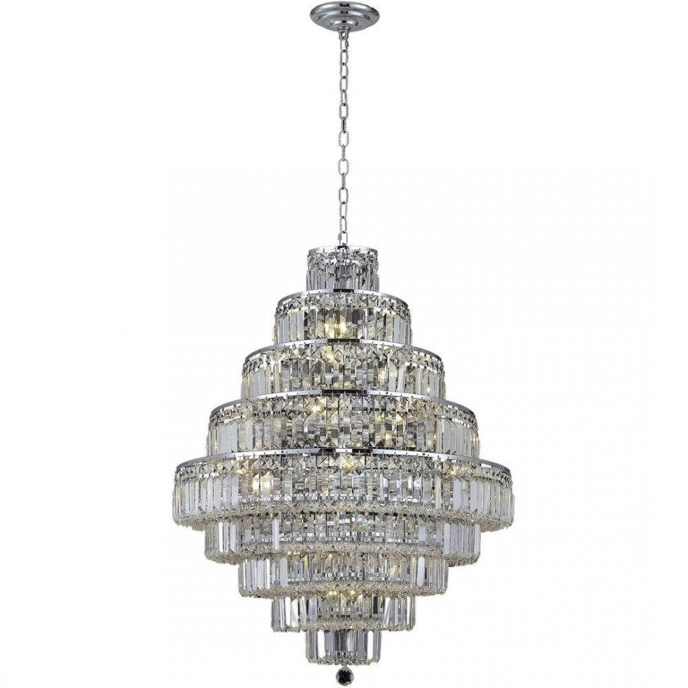 Elegant Lighting Maxime 20 Light Chrome Chandelier Clear Elegant Cut Crystal