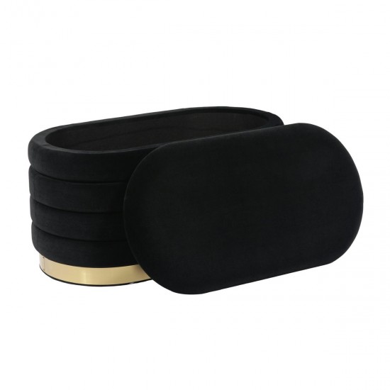 TOV Furniture Lillian Black Velvet Storage Bench