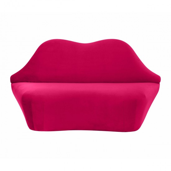 TOV Furniture Lips Hot Pink Velvet Settee