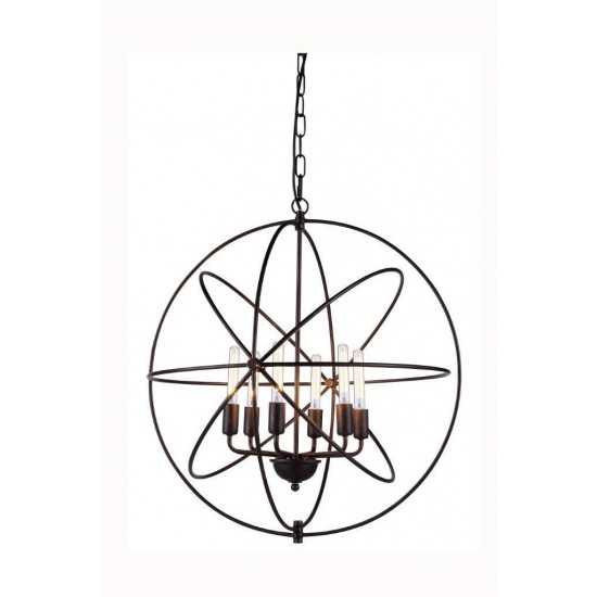 Elegant Lighting 1453 Vienna Collection Pendant Lamp D: 25 H: 27 Lt: 6 Dark Bronze Finish