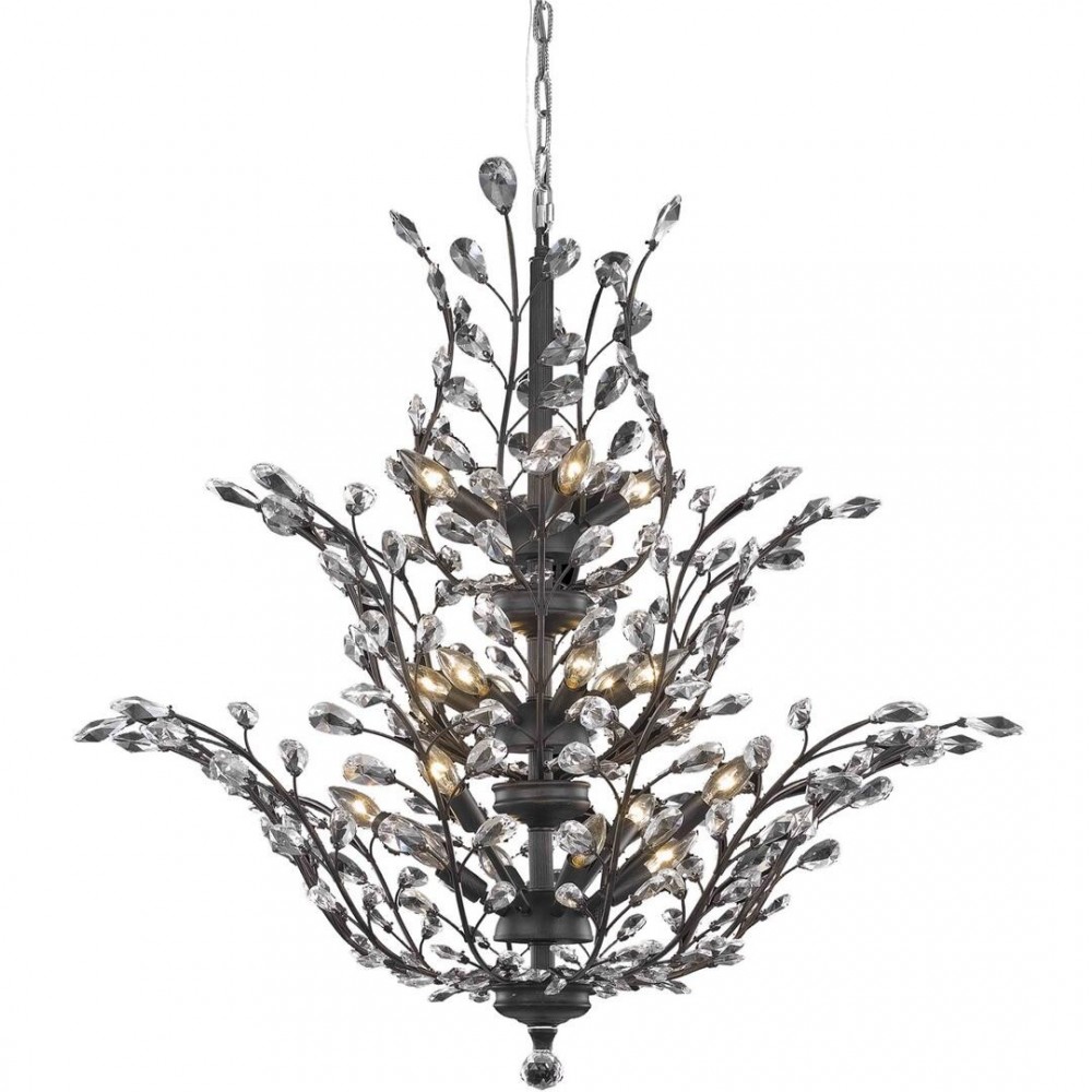 Elegant Lighting Orchid 18 Light Dark Bronze Chandelier Clear Spectra Swarovski Crystal