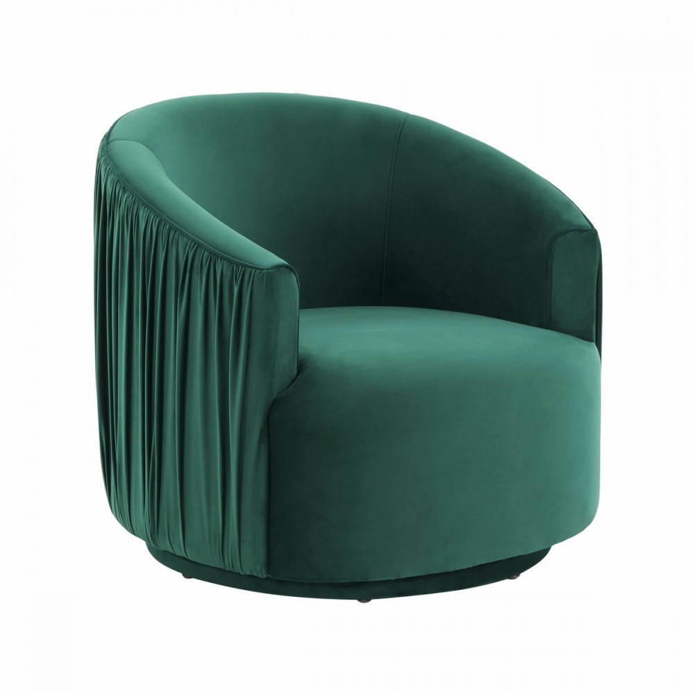 TOV Furniture London Forest Green Pleated Swivel Chair