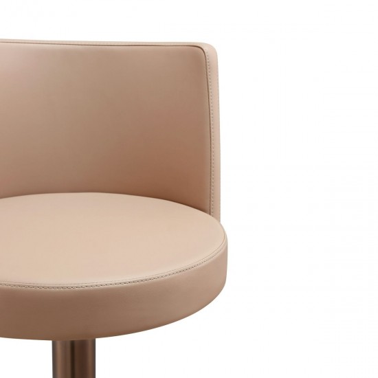 TOV Furniture Loosha Cafe Au Lait and Rose Gold Adjustable Stool