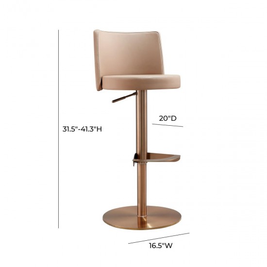 TOV Furniture Loosha Cafe Au Lait and Rose Gold Adjustable Stool