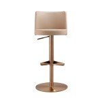 TOV Furniture Loosha Cafe Au Lait and Rose Gold Adjustable Stool