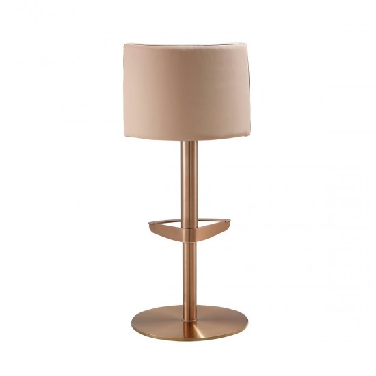 TOV Furniture Loosha Cafe Au Lait and Rose Gold Adjustable Stool