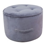 TOV Furniture Luna Grey Velvet Ottoman