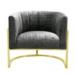 TOV Furniture Magnolia Slub Grey Chair with Gold Base