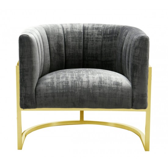 TOV Furniture Magnolia Slub Grey Chair with Gold Base