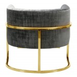 TOV Furniture Magnolia Slub Grey Chair with Gold Base