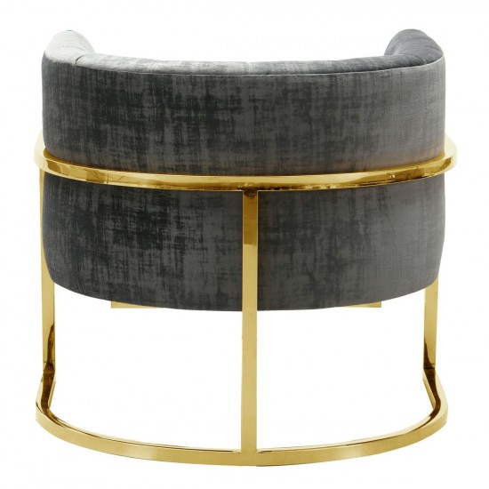 TOV Furniture Magnolia Slub Grey Chair with Gold Base