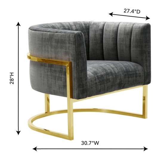 TOV Furniture Magnolia Slub Grey Chair with Gold Base