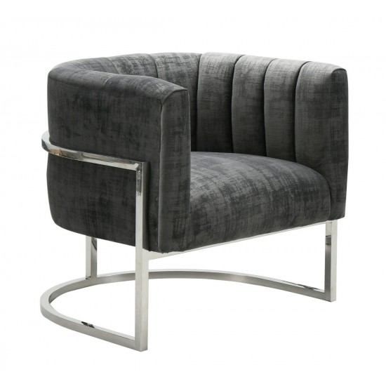 TOV Furniture Magnolia Slub Grey Chair with Silver Base