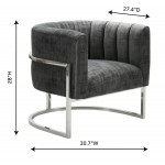 TOV Furniture Magnolia Slub Grey Chair with Silver Base