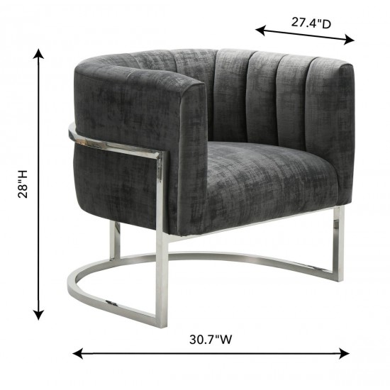 TOV Furniture Magnolia Slub Grey Chair with Silver Base