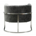 TOV Furniture Magnolia Slub Grey Chair with Silver Base