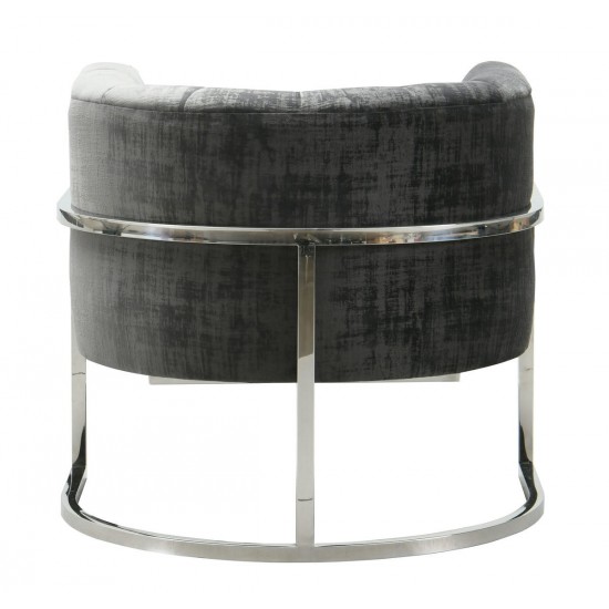 TOV Furniture Magnolia Slub Grey Chair with Silver Base