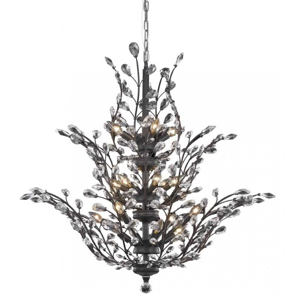 Elegant Lighting Orchid 18 Light Dark Bronze Chandelier Clear Royal Cut Crystal