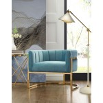 TOV Furniture Magnolia Sea Blue Chair with Gold Base