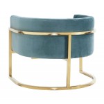 TOV Furniture Magnolia Sea Blue Chair with Gold Base