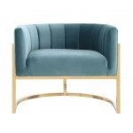 TOV Furniture Magnolia Sea Blue Chair with Gold Base