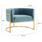 TOV Furniture Magnolia Sea Blue Chair with Gold Base