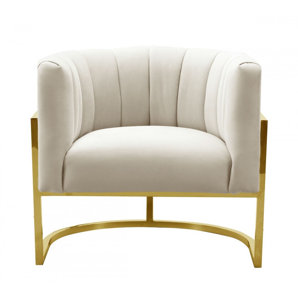 TOV Furniture Magnolia Spotted Cream Chair with Gold TOV Furniture Magnolia Spotted Cream Chair with Gold