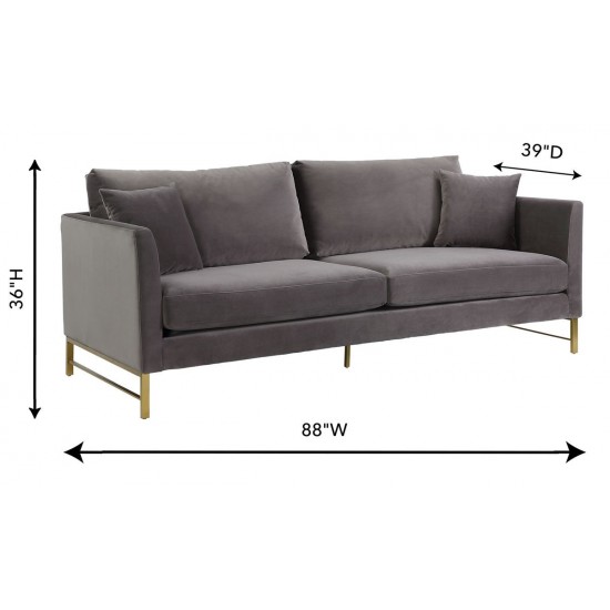 TOV Furniture Massi Grey Velvet Sofa