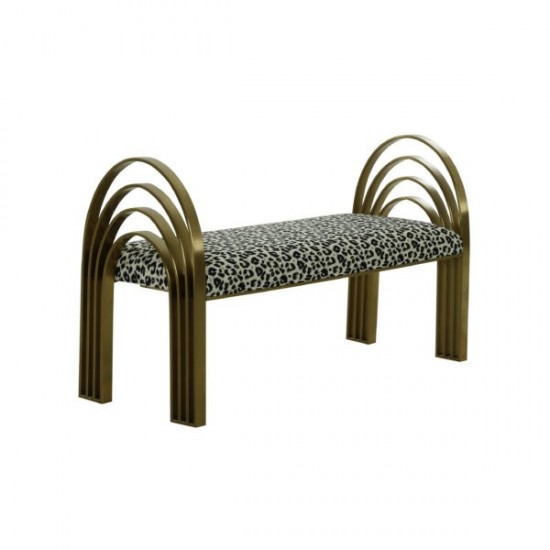 TOV Furniture Mavis Leopard Print Velvet Bench