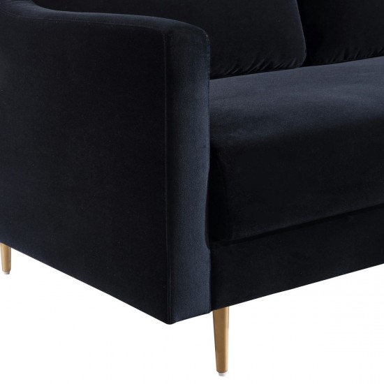 TOV Furniture Milan Black Velvet Sofa