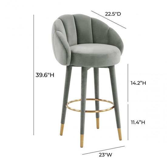 TOV Furniture Myla Light Grey Swivel Bar Stool