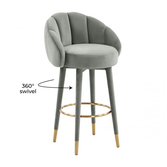 TOV Furniture Myla Light Grey Swivel Bar Stool