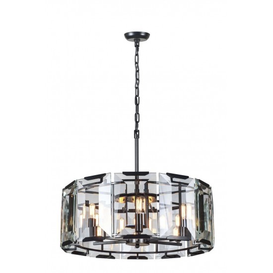 Elegant Lighting 1211 Monaco Collection Pendant Lamp D: 26in H: 12in Lt: 6 Flat Black (Matte) Finish