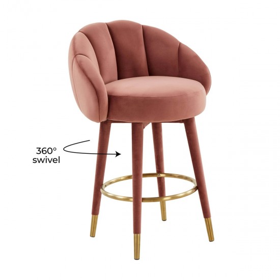 TOV Furniture Myla Salmon Swivel Counter Stool